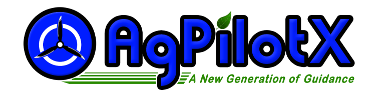 Ag Pilot X logo. A new generation of guidance. Blue propeller.